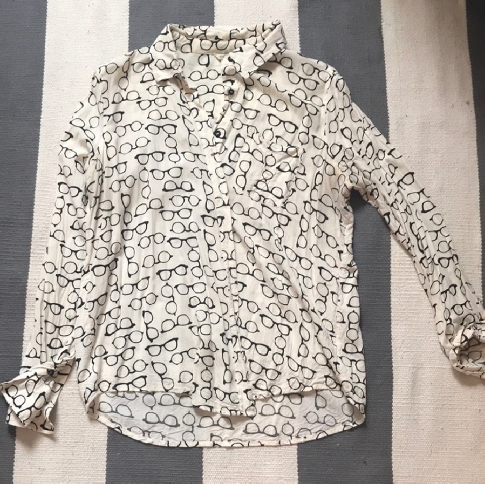 Cute button up glasses blouse